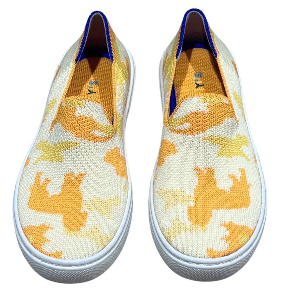 Rothy's The Kids Sneaker Yellow Puppy Camo Slip On Loafer Shoes Size 13